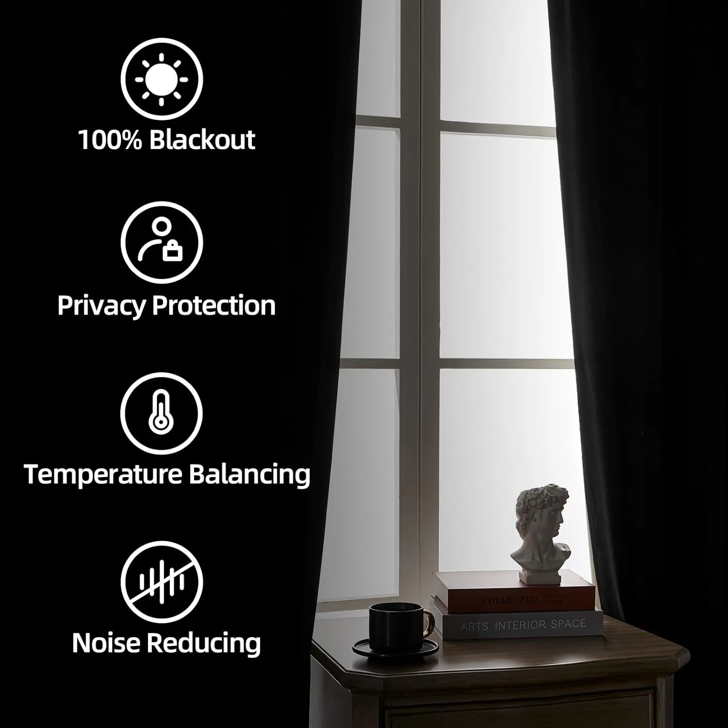 Joydeco Black Blackout Curtains 84 Inch Long, Luxury Thermal Black Velvet Curtains for Bedroom & Living Room, 100% Blackout Velvet Drapes 2 Panels, Rod Pocket & Back Tab (52W x 84L)