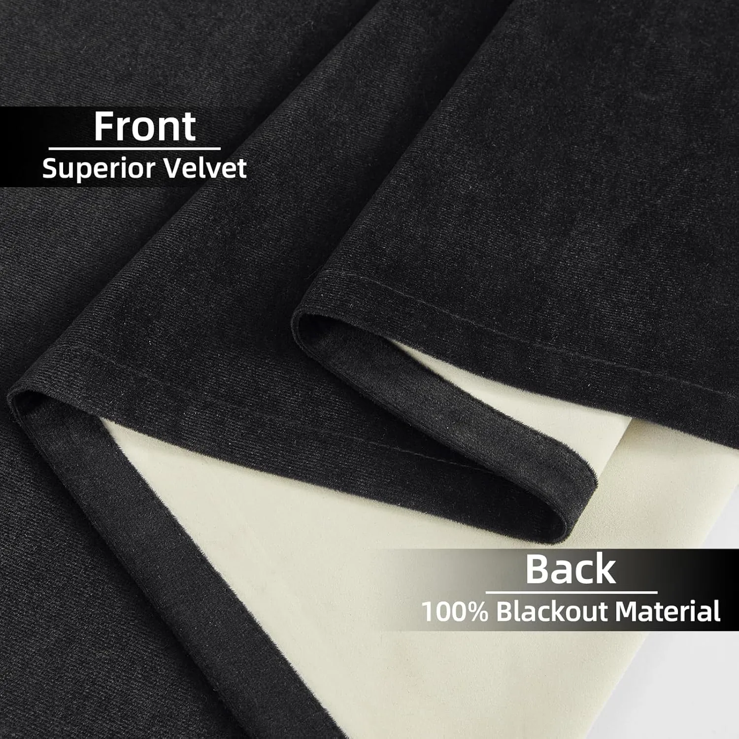 Joydeco Black Blackout Curtains 84 Inch Long, Luxury Thermal Black Velvet Curtains for Bedroom & Living Room, 100% Blackout Velvet Drapes 2 Panels, Rod Pocket & Back Tab (52W x 84L)