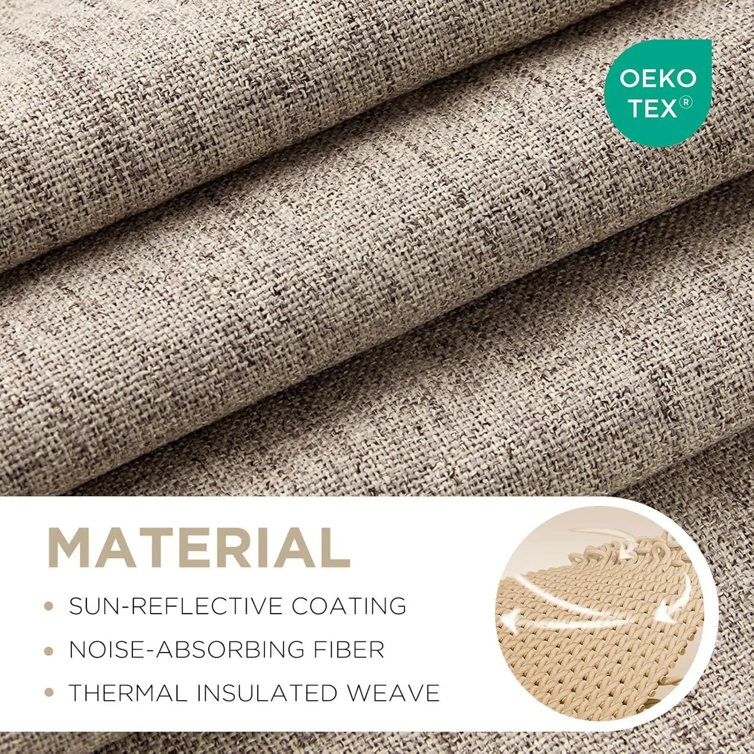 Joydeco Blackout Curtains for Bedroom - Natural Linen Curtains 84 inch Long, Thermal Insulated 100% Blackout 2 Panels Light Blocking Drapes, Rod Pocket & Back Tabs, Darkening Privacy for Living Room