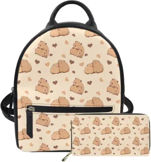 JoyLamoria Backpack Coin Purse Travel Backpack Wallet Messenger Bag Crossbody Bag Zipper Closure,Capybara