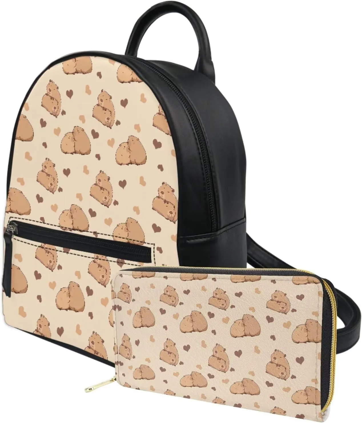 JoyLamoria Backpack Coin Purse Travel Backpack Wallet Messenger Bag Crossbody Bag Zipper Closure,Capybara