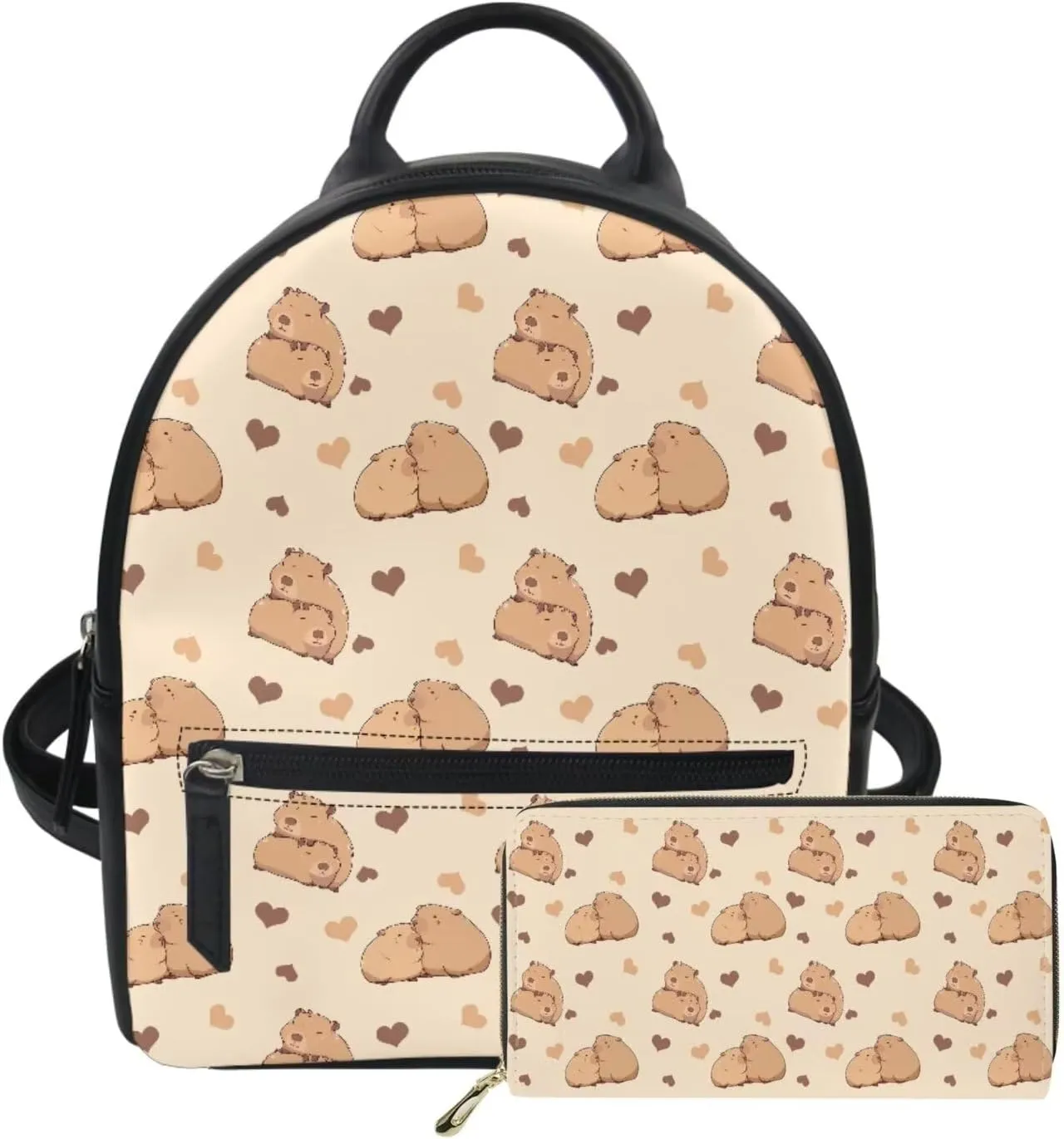 JoyLamoria Backpack Coin Purse Travel Backpack Wallet Messenger Bag Crossbody Bag Zipper Closure,Capybara