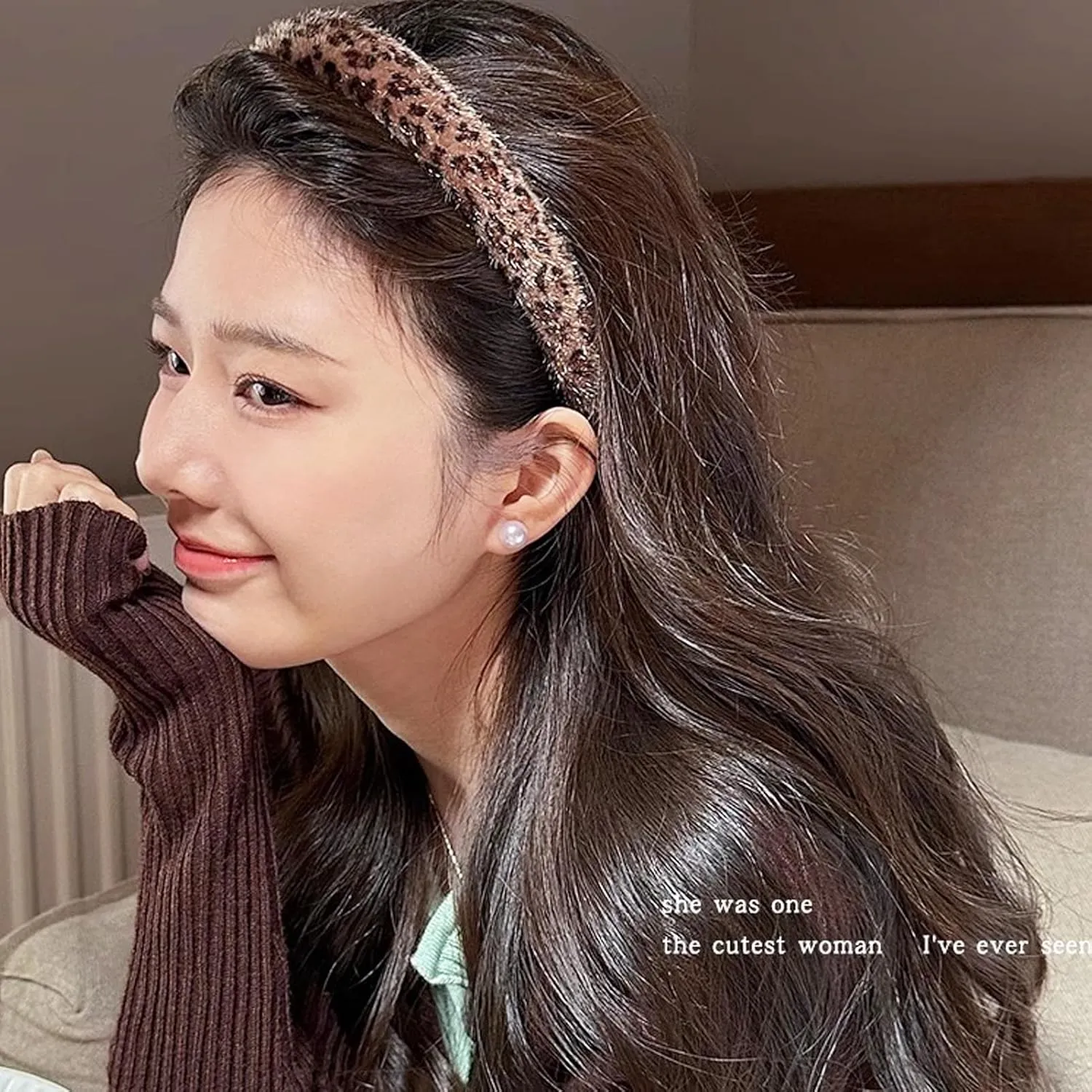 Jseng 2Packs Knotted Headbands for Women - Leopard Velvet Padded Headbands- Wide Headbands Thick Hair Bands for Stylish Comfortable Hair Accessory