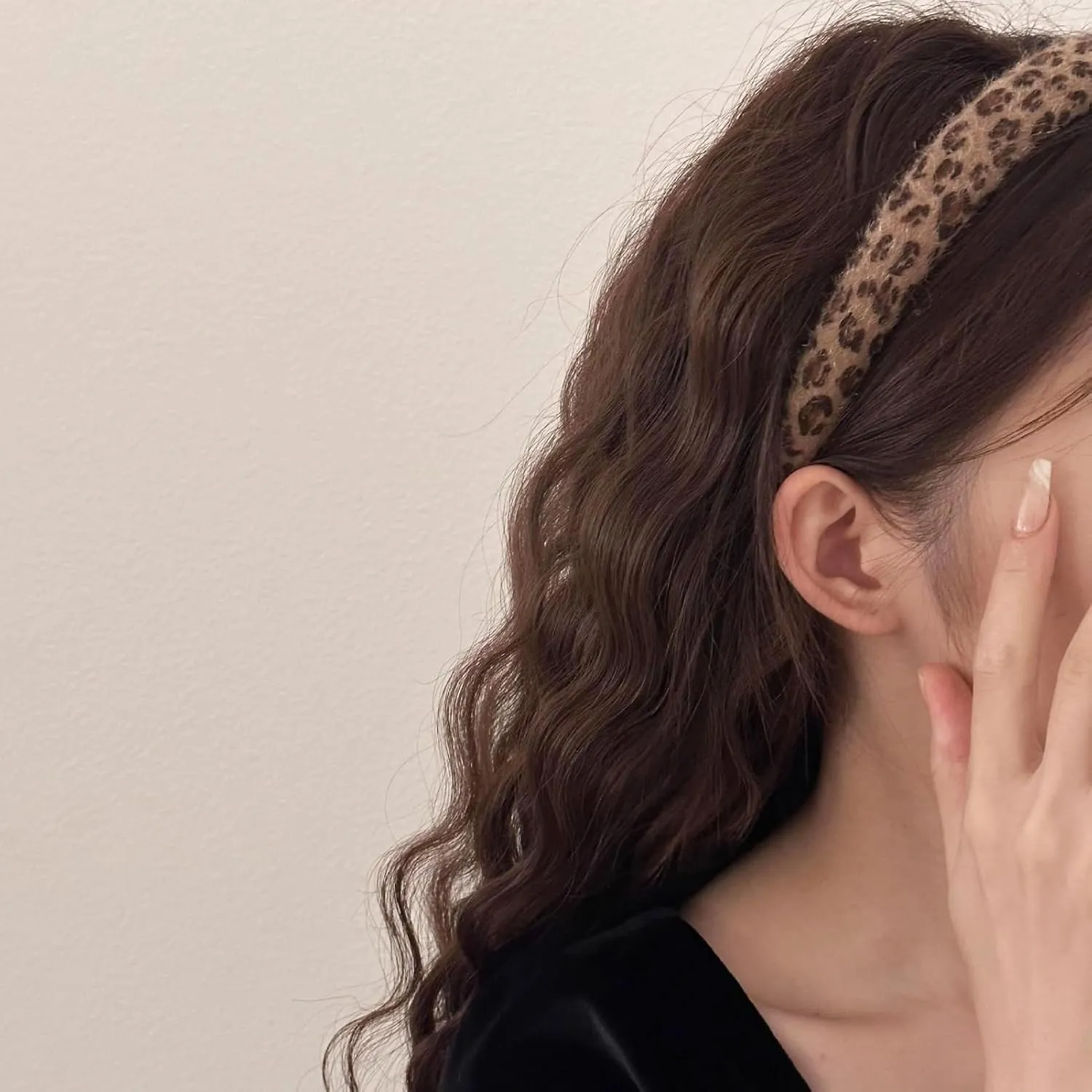 Jseng 2Packs Knotted Headbands for Women - Leopard Velvet Padded Headbands- Wide Headbands Thick Hair Bands for Stylish Comfortable Hair Accessory