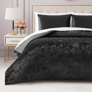 Juicy Couture Crushed Velvet Twin Comforter and Sham Set, 2-Piece Twin/Twin XL Bedding Set - (1) 68"x90" Comforter and (1) 20"x26" Sham - Black