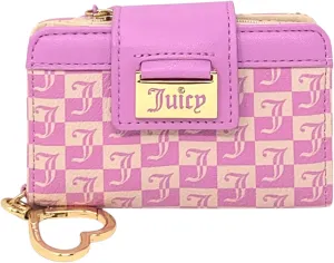 Juicy Couture Women's Tab Card Case Wallet with Keyring (Miss Juicy Violet Tulle/Sandstone)