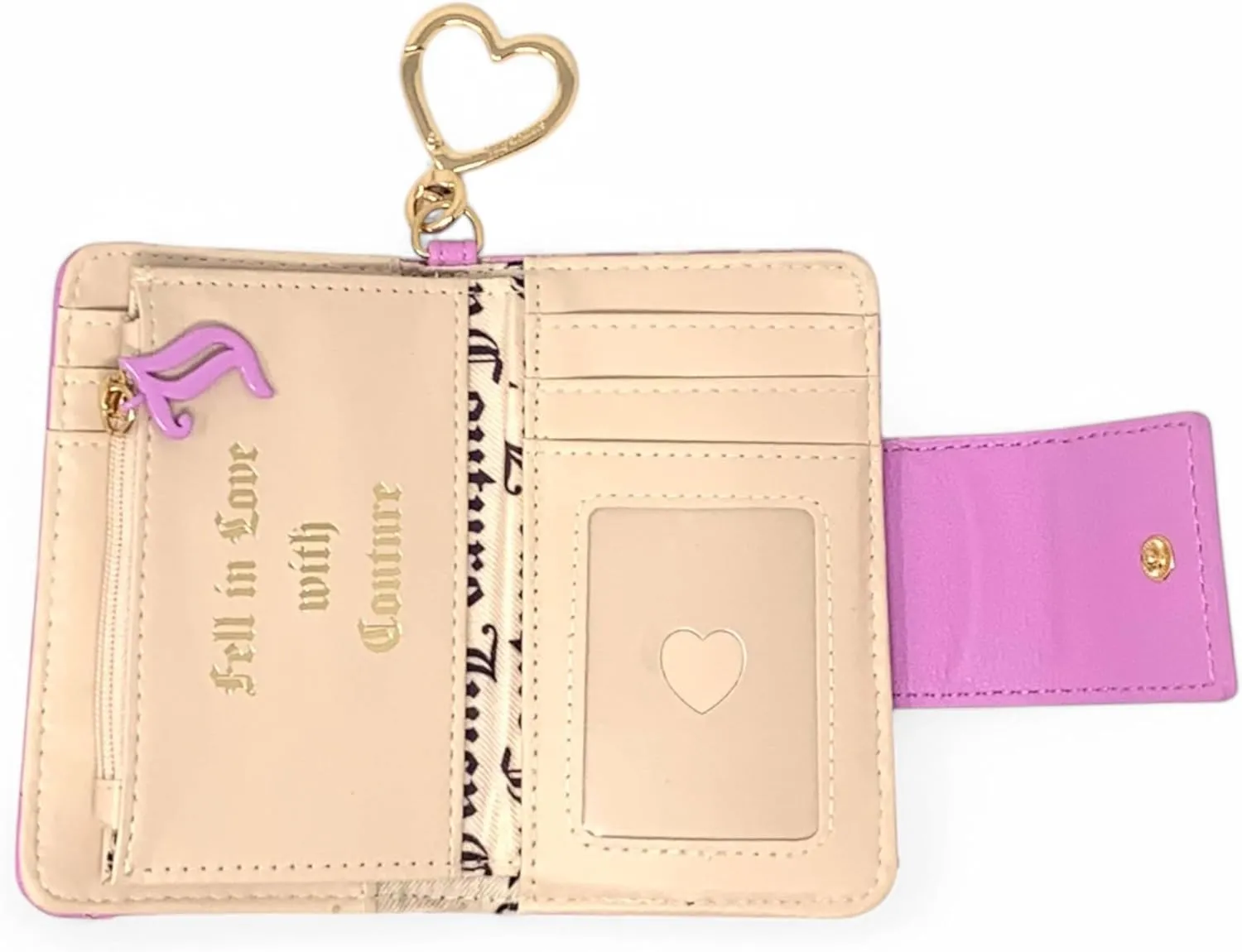 Juicy Couture Women's Tab Card Case Wallet with Keyring (Miss Juicy Violet Tulle/Sandstone)