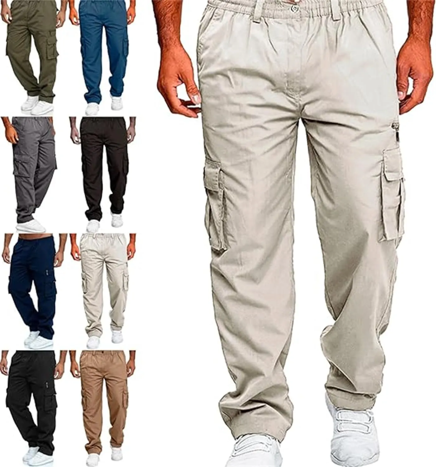 Julidostore Stretchmotions - Super Stretch Ice-Silk Comfort Cargo Pants, Multi Pockets Outdoor Hiking Work Sweatpants