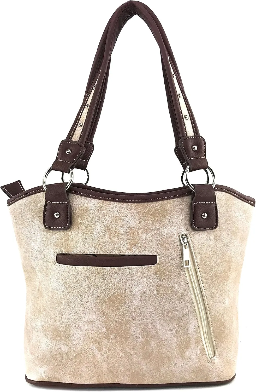 Justin West Western Rhinestone Cross Tote Purse Embroidery Floral Design Leather Concealed Carry Handbag