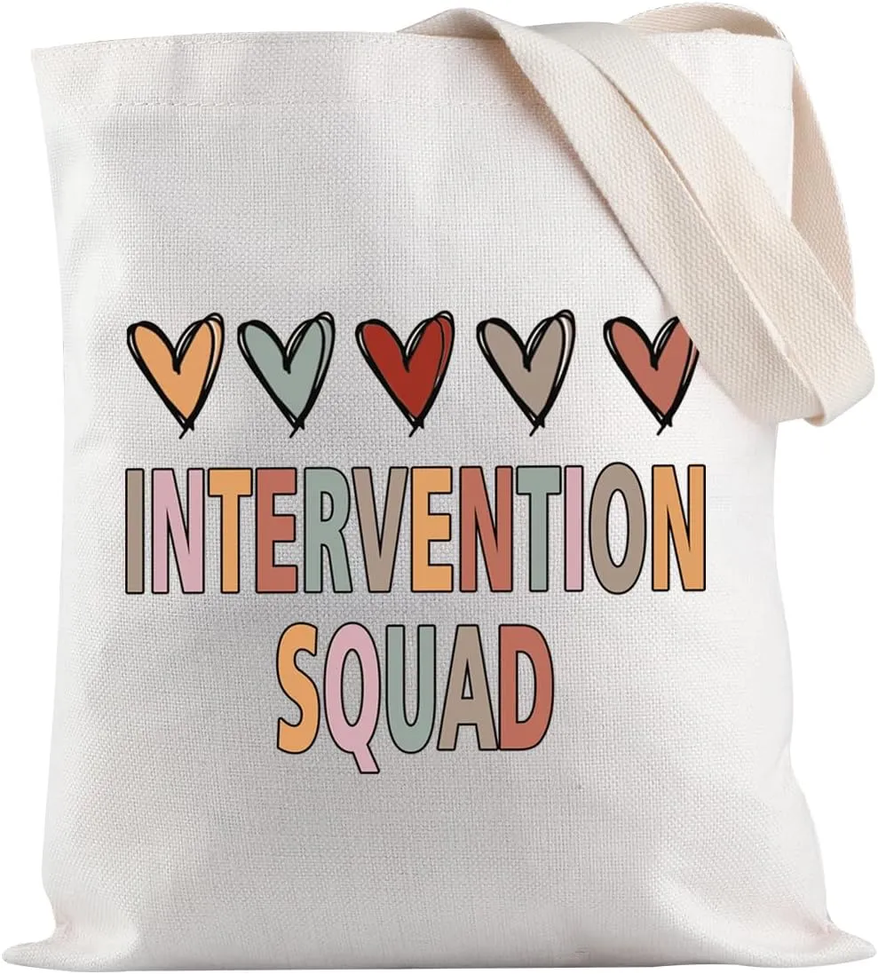 JXGZSO Early Intervention Shopping Bag Intervention Squad Tote Bag Intervention Teacher Gift Intervention Specialist Gift