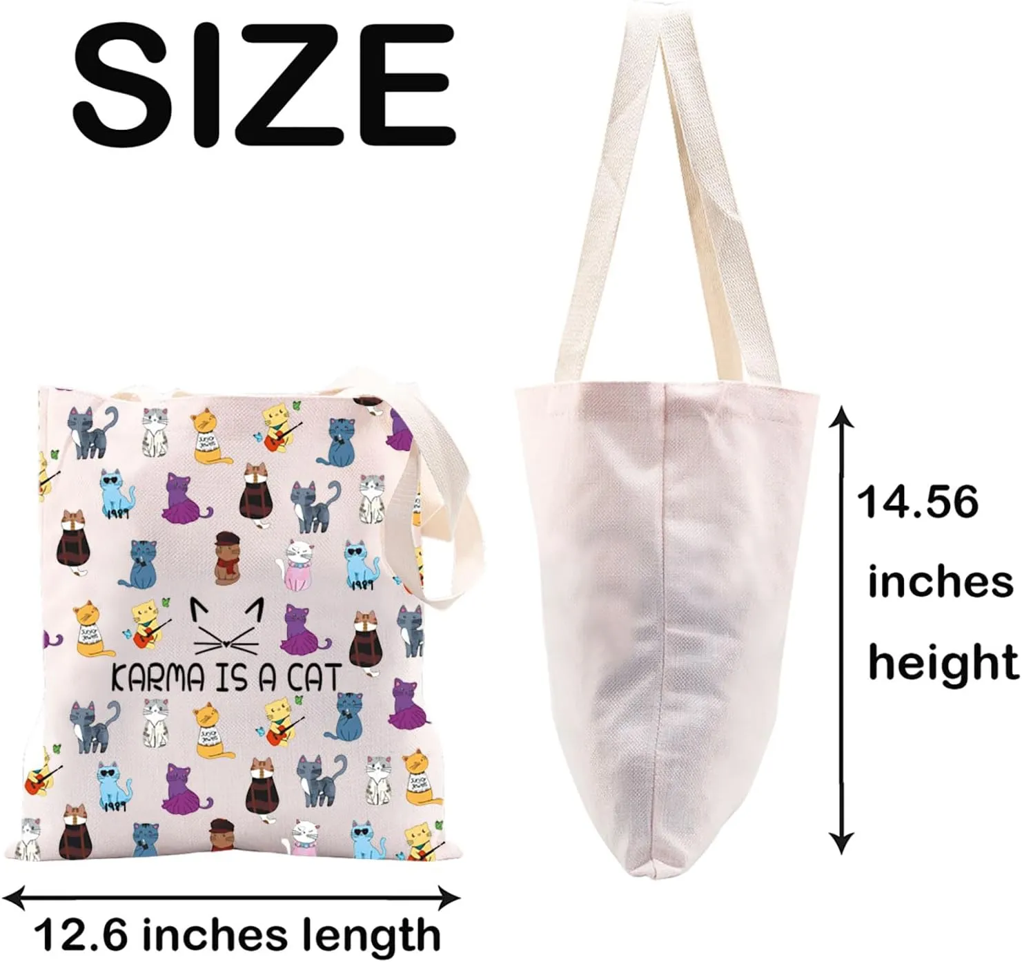 JXGZSO Karma Is A Cat Tote Bag Music Albums As Cat Gift For Fans