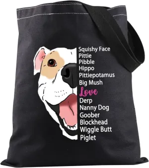 JXGZSO Pit bull Tote Bag Pitbull Owner Cosmetic Bag Puppy Mama Makeup Bag Pit Bull Mom Gift