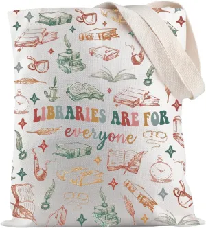 JXGZSO Support Public Library Shoulder Bag Libraries Are For Everyone Tote Bag Stop Book Bans Gift LGBTQ Books Gift