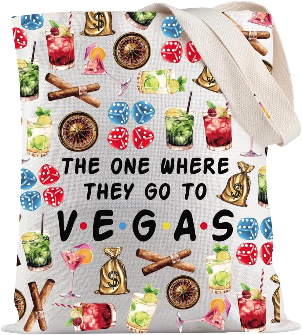 JXGZSO Vegas Bachelorette Gift The One Where They Go To V.E.G.A.S Tote Bag Vegas Matching Gift