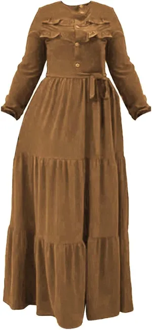 Kaftan Dresses for Women Button Up Long Maxi Dress with Belt Ramadan Abaya Long Gown Long Sleeve Pakistani Clothes