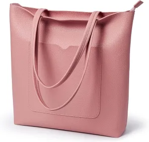KALIDI Tote Bag Women Shoulder Bag Soft Vegan Leather Purse with Zipper Large Casual Handbags for 17'' Laptop Work Travel