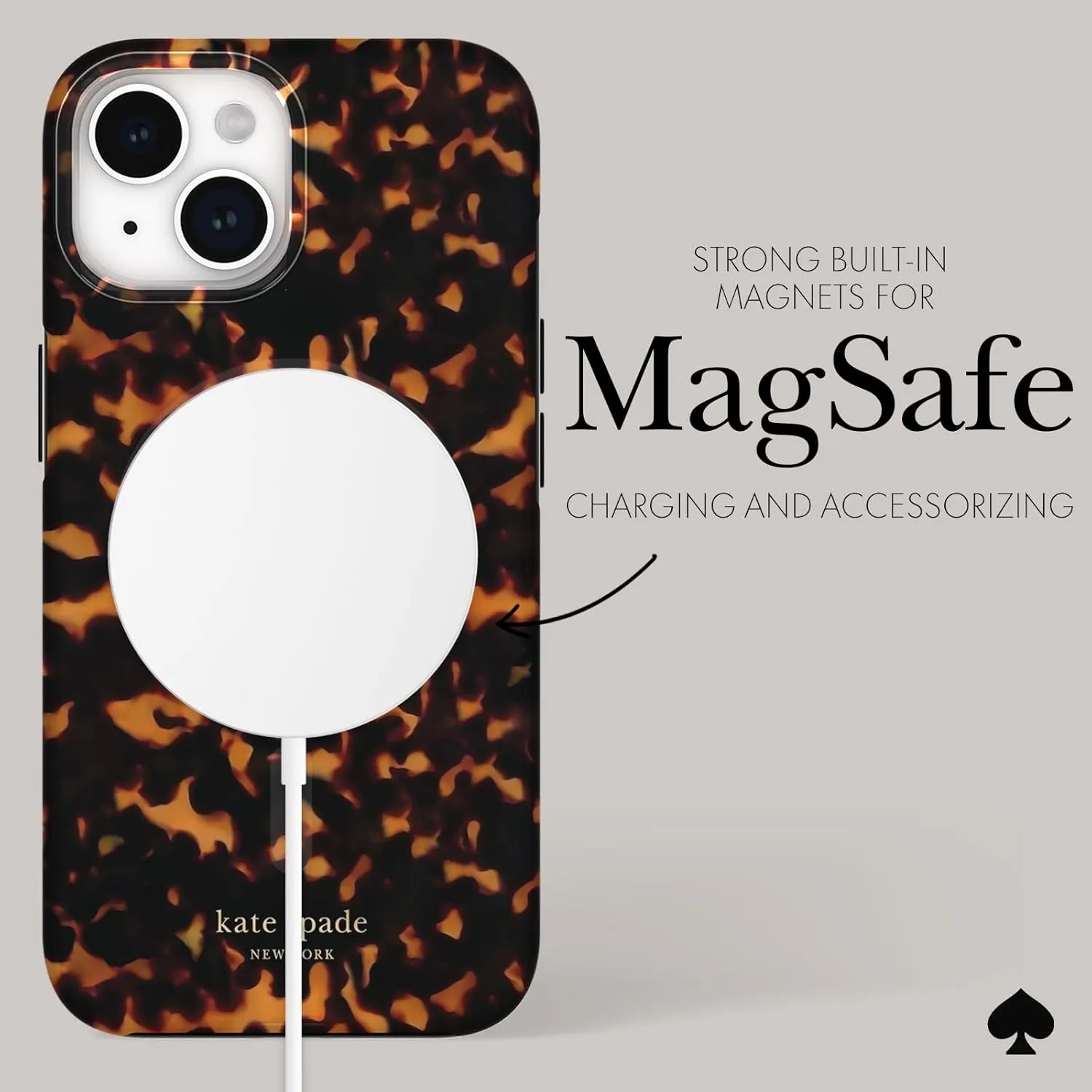 kate spade new york iPhone 15 Case / 14 / 13, Compatible with MagSafe - Tortoiseshell