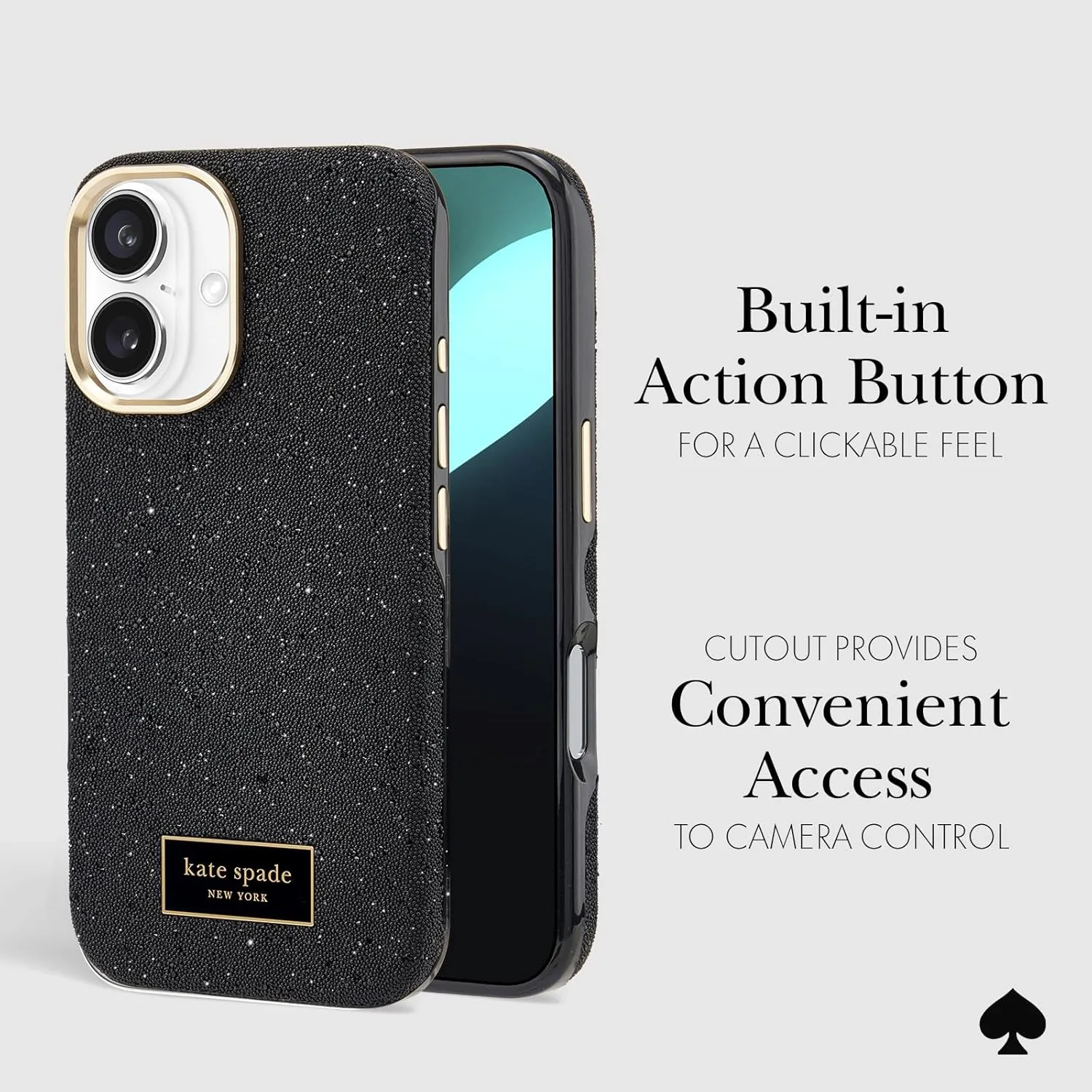 kate spade new york iPhone 16 Case - Compatible with MagSafe - Designer Phone Case - Crystal Pave Nightfall