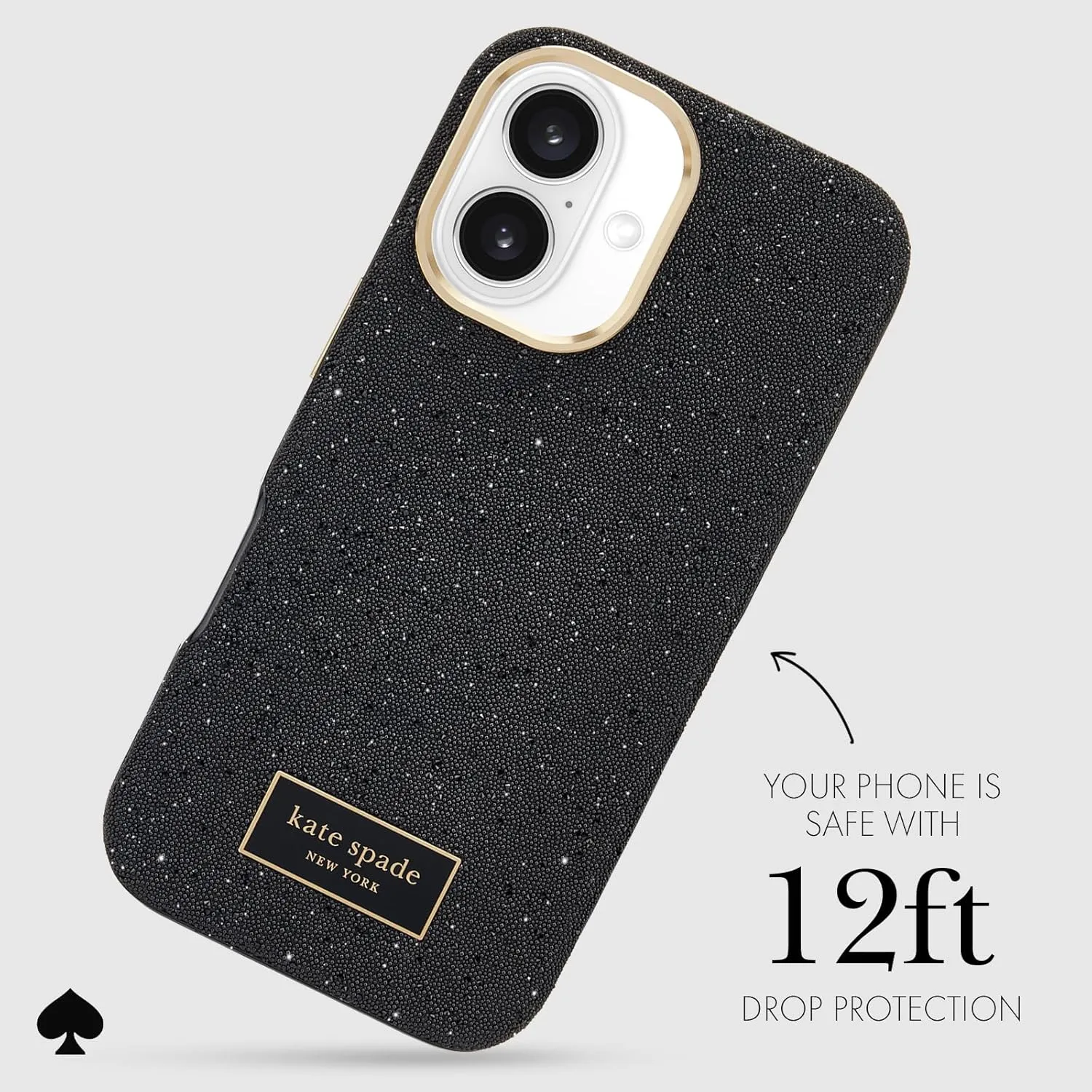 kate spade new york iPhone 16 Case - Compatible with MagSafe - Designer Phone Case - Crystal Pave Nightfall
