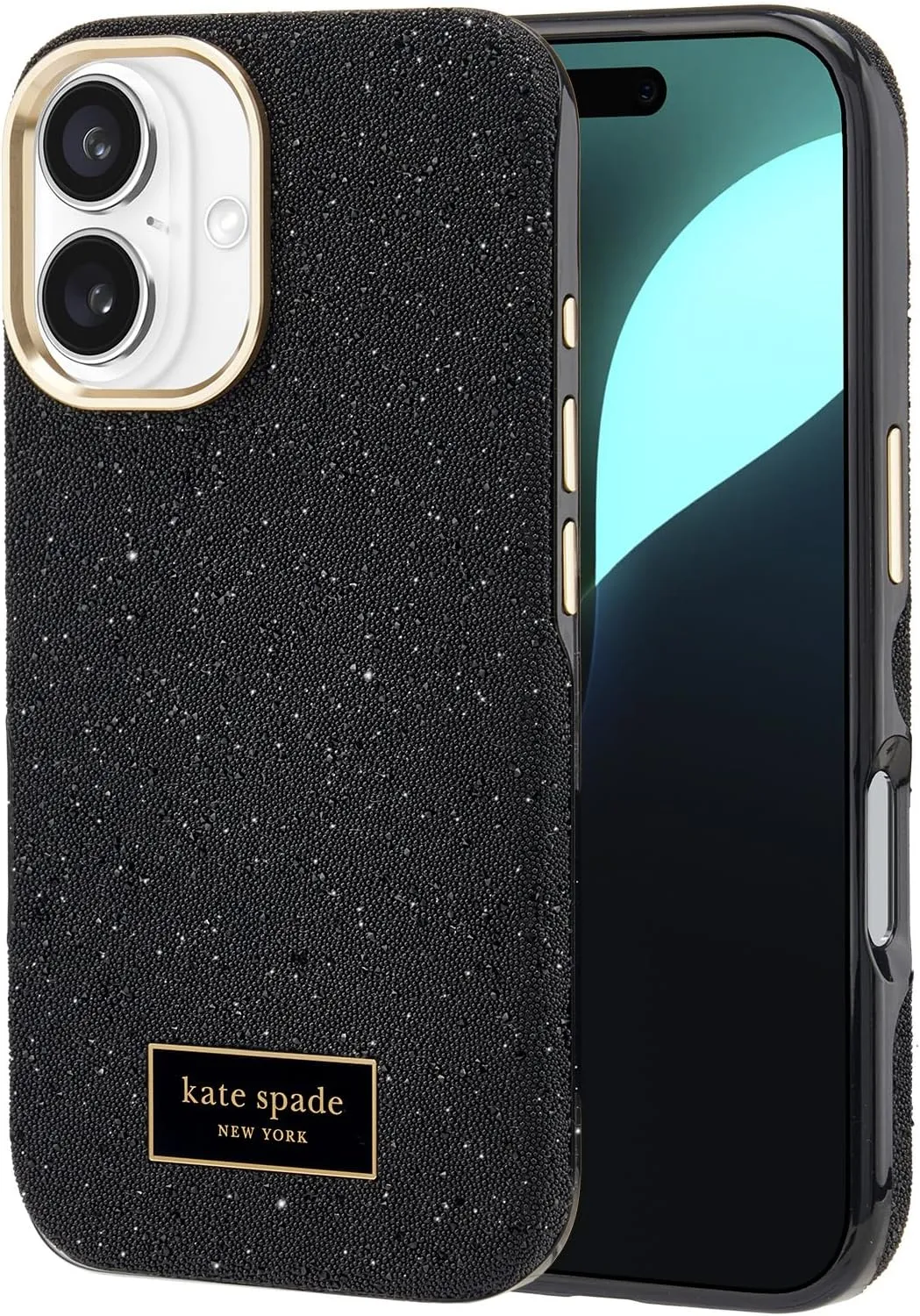 kate spade new york iPhone 16 Case - Compatible with MagSafe - Designer Phone Case - Crystal Pave Nightfall