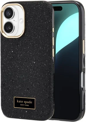kate spade new york iPhone 16 Case - Compatible with MagSafe - Designer Phone Case - Crystal Pave Nightfall