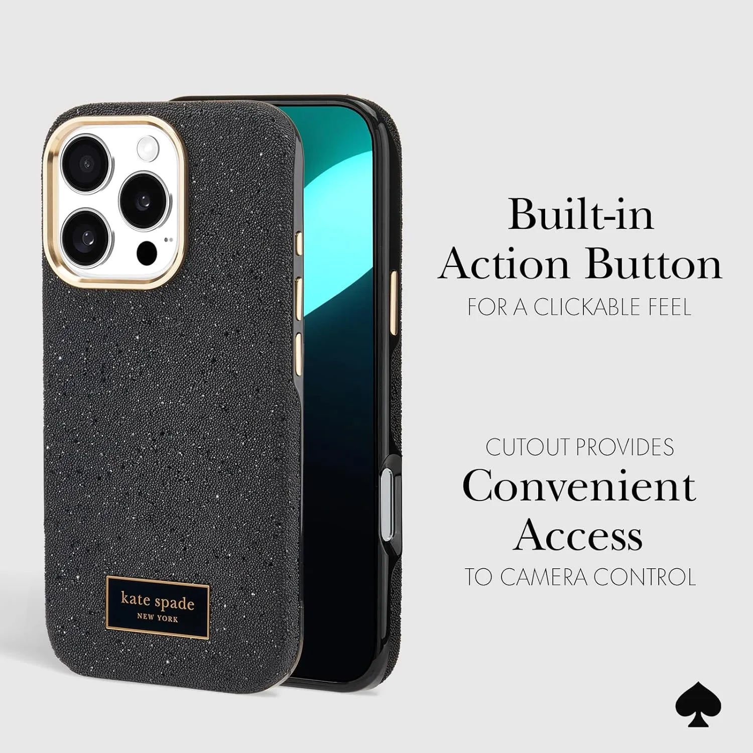 kate spade new york iPhone 16 Pro Case - Compatible with MagSafe - Designer Phone Case - Crystal Pave Nightfall