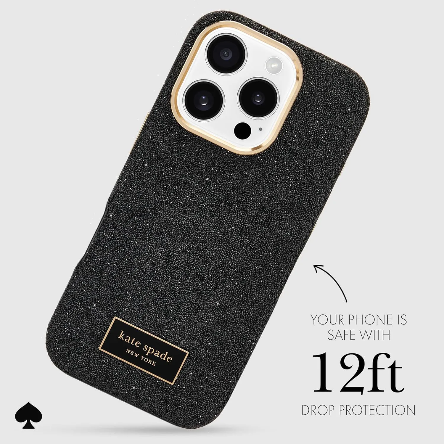 kate spade new york iPhone 16 Pro Case - Compatible with MagSafe - Designer Phone Case - Crystal Pave Nightfall