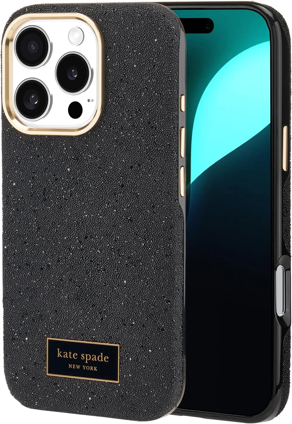kate spade new york iPhone 16 Pro Case - Compatible with MagSafe - Designer Phone Case - Crystal Pave Nightfall