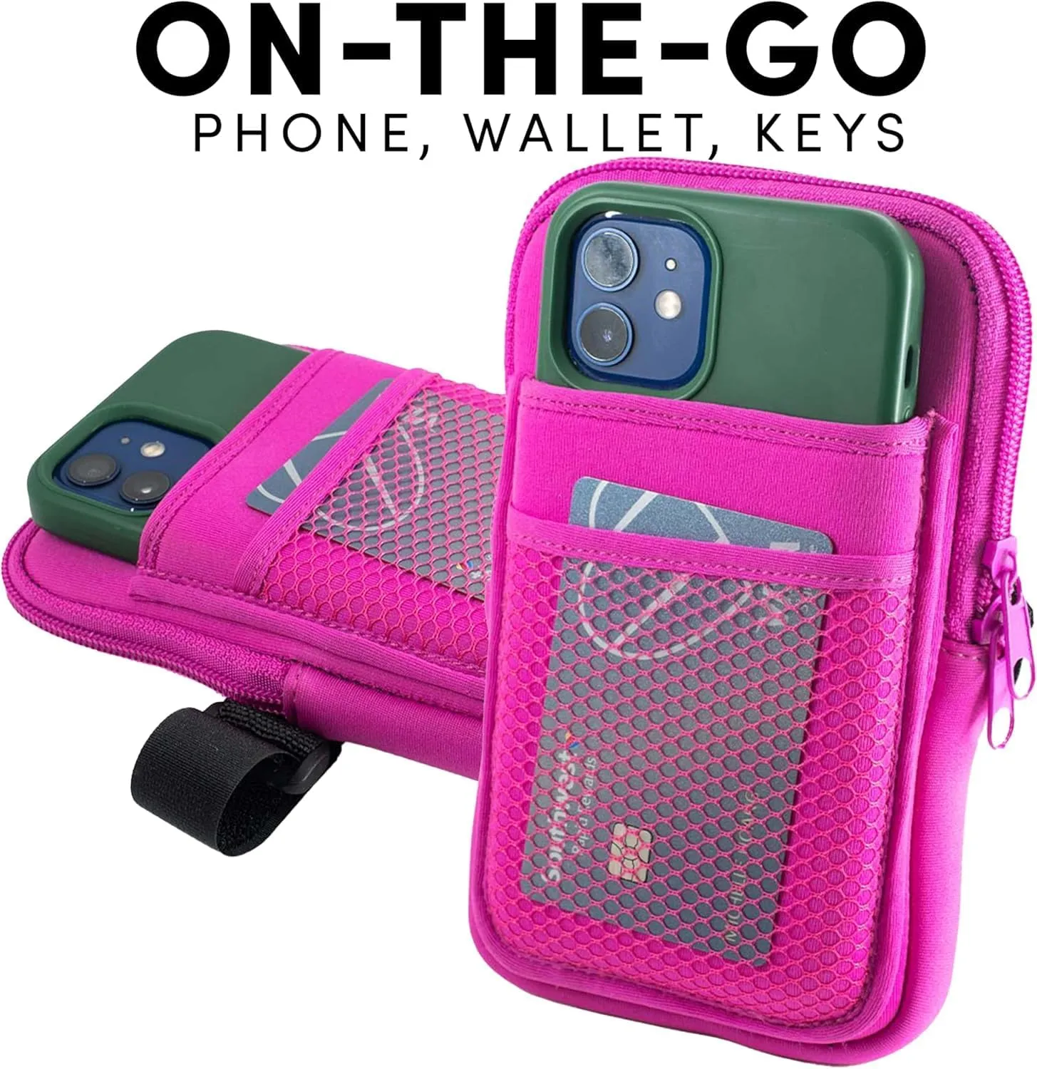 KATYDID Tumbler Zipper Pouch and Phone Holder with 3 Pockets - Compact Water Bottle Pouch for Wallet, Keys, and Phone - Premium Tumbler Accessories