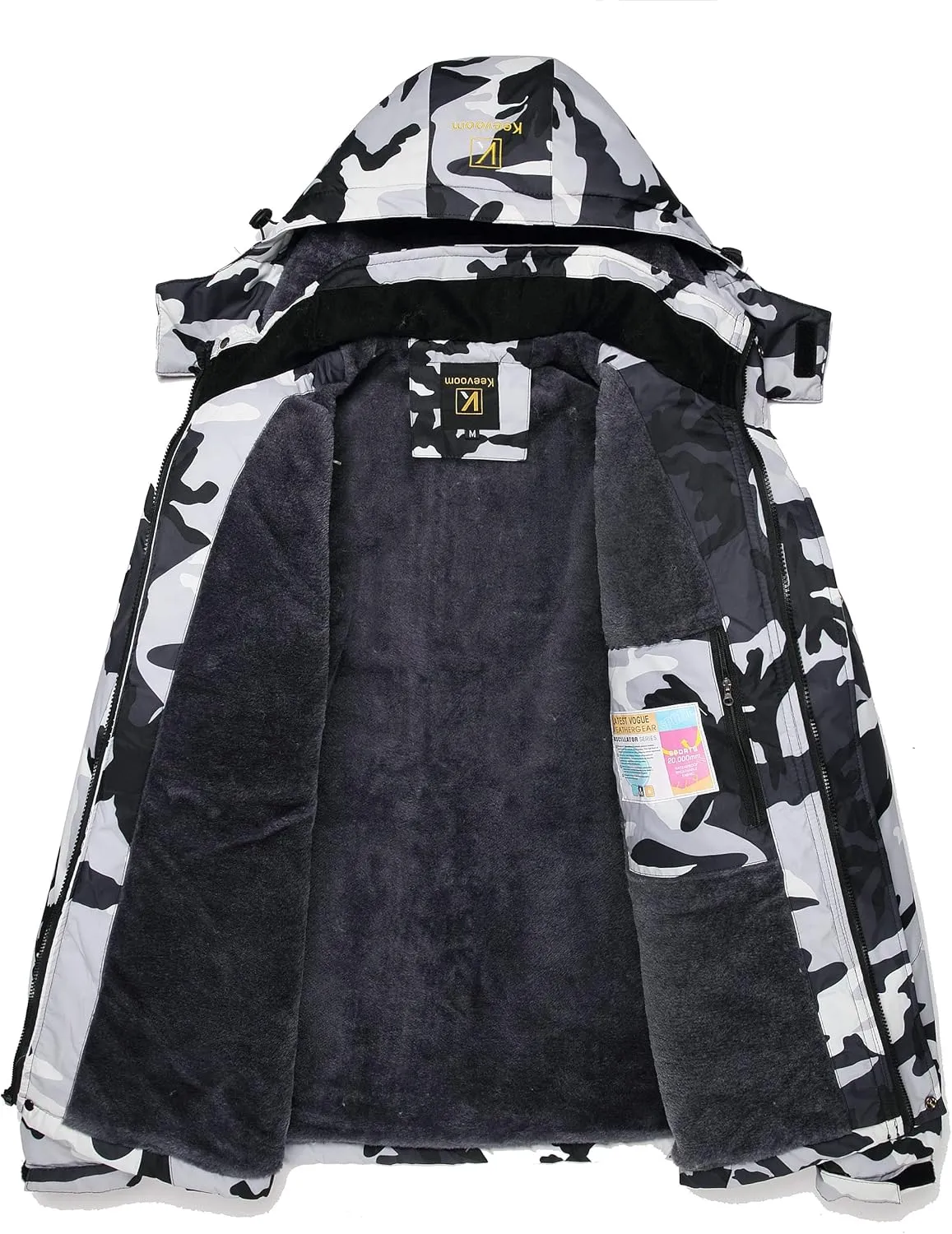 Keevoom Mens Winter Jackets Ski Snow Coats Warm Waterproof Hooded Raincoats Snowboarding Windproof Lined Windbreaker
