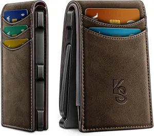 KEMISANT Men Wallet,Slim Wallet Card Case With Magnetic Billfold Flip,Pop-up Access for 12Cards RFID Blocking