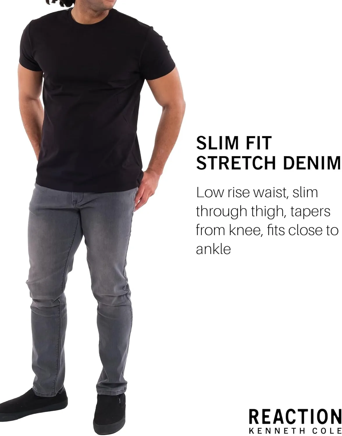 Kenneth Cole REACTION Slim Fit Jeans for Men, 2-Way Stretch Jeans Slim Fit 5-Pocket, Stretch Denim Pants for Men