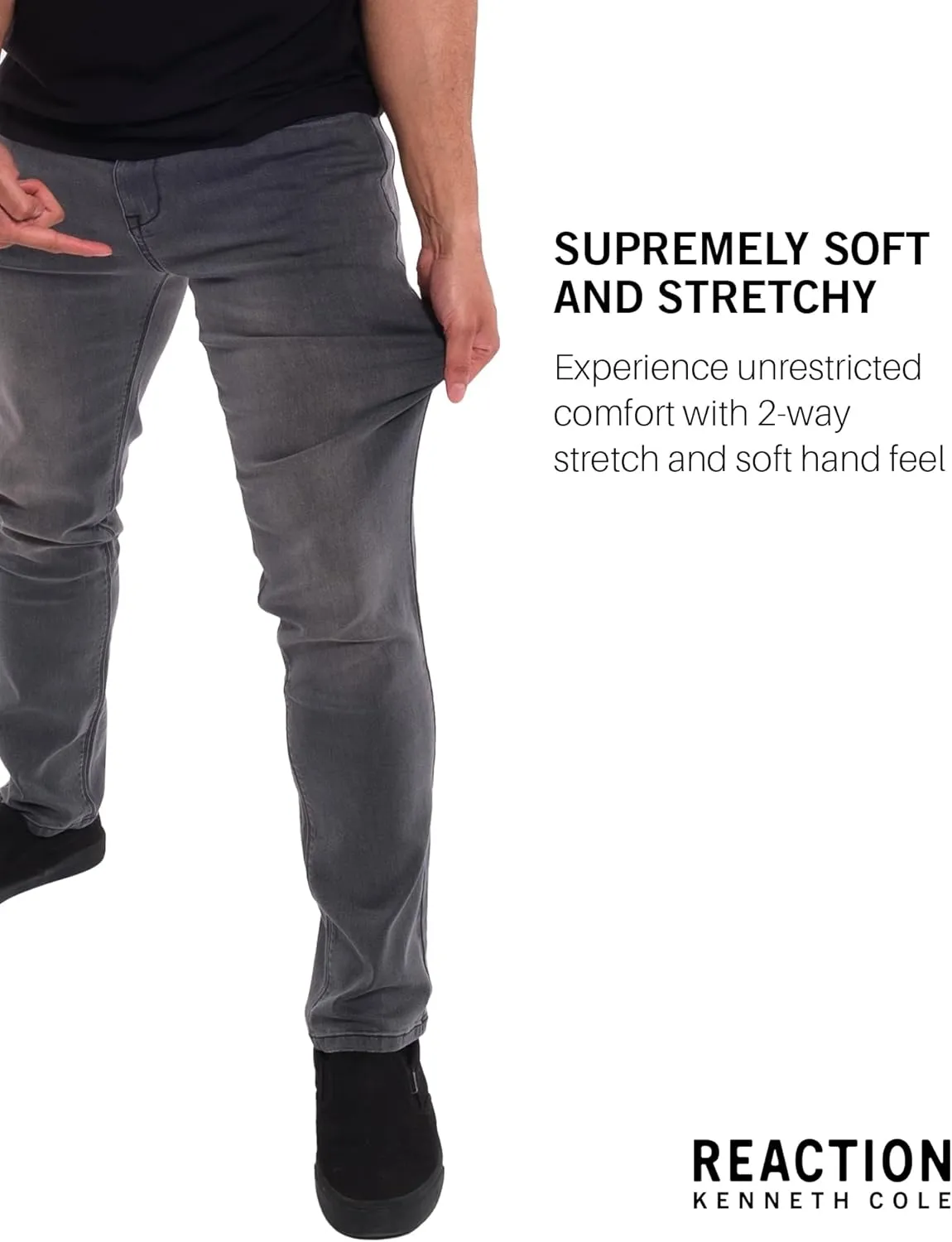 Kenneth Cole REACTION Slim Fit Jeans for Men, 2-Way Stretch Jeans Slim Fit 5-Pocket, Stretch Denim Pants for Men