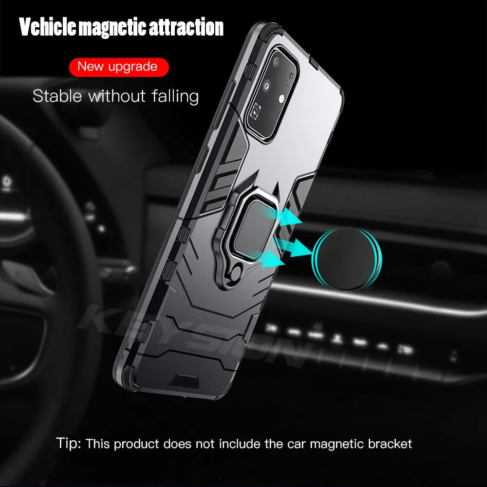 KEYSION Shockproof Armor Case for Samsung Galaxy S20 S20 Plus S20 Ultra Ring Holder Stand Phone Back Cover for Samsung S20  S20
