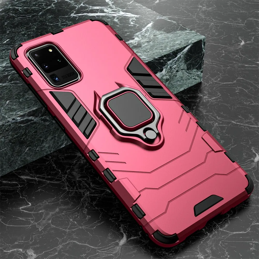 KEYSION Shockproof Armor Case for Samsung Galaxy S20 S20 Plus S20 Ultra Ring Holder Stand Phone Back Cover for Samsung S20  S20