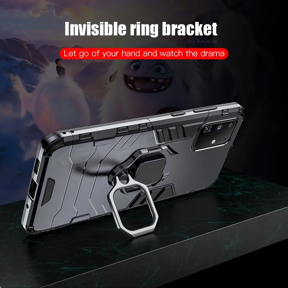KEYSION Shockproof Armor Case for Samsung Galaxy S20 S20 Plus S20 Ultra Ring Holder Stand Phone Back Cover for Samsung S20  S20