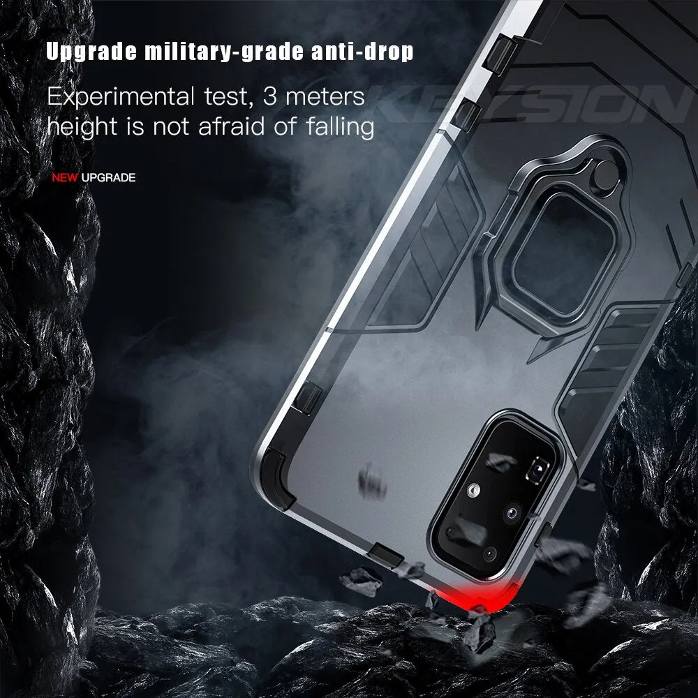 KEYSION Shockproof Armor Case for Samsung Galaxy S20 S20 Plus S20 Ultra Ring Holder Stand Phone Back Cover for Samsung S20  S20