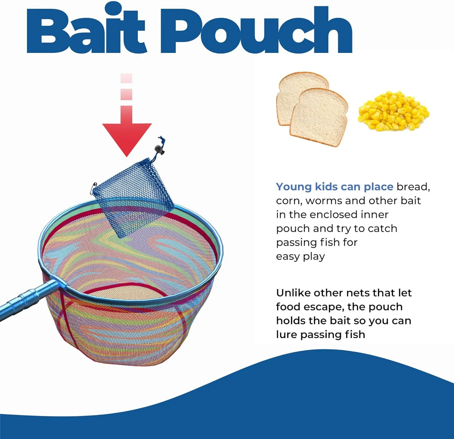 Kids Fishing Net - Extendable Telescopic Landing Net for Boy Girl Children Catching Small Fish Crab Shrimp Minnow Dragonfly Beach Pier Lake River Ocean