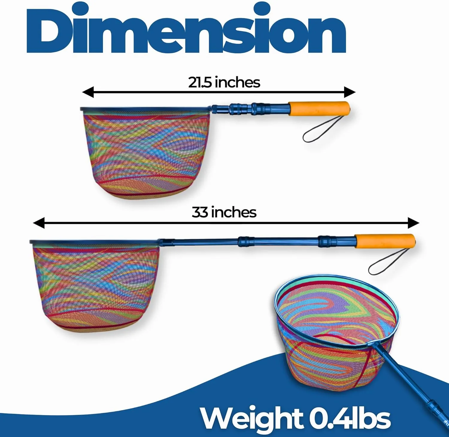 Kids Fishing Net - Extendable Telescopic Landing Net for Boy Girl Children Catching Small Fish Crab Shrimp Minnow Dragonfly Beach Pier Lake River Ocean
