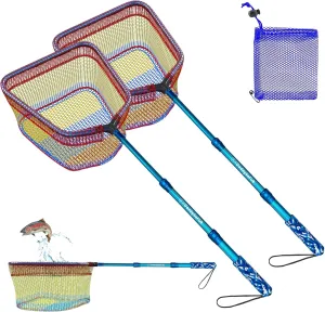 Kids Fishing Net - Extendable Telescopic Landing Net for Boy Girl Children Catching Small Fish Crab Shrimp Minnow Dragonfly Beach Pier Lake River Ocean