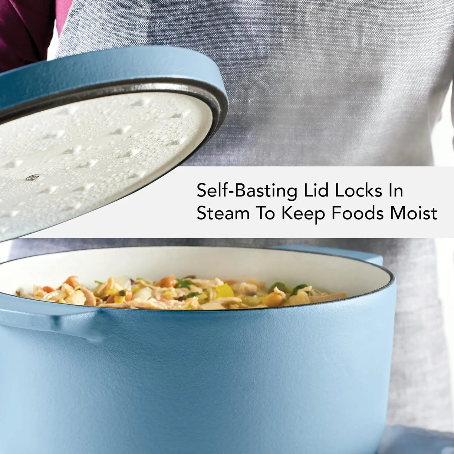 KitchenAid Enameled Cast Iron Dutch Oven/Casserole, 6 Quart, Blue Velvet