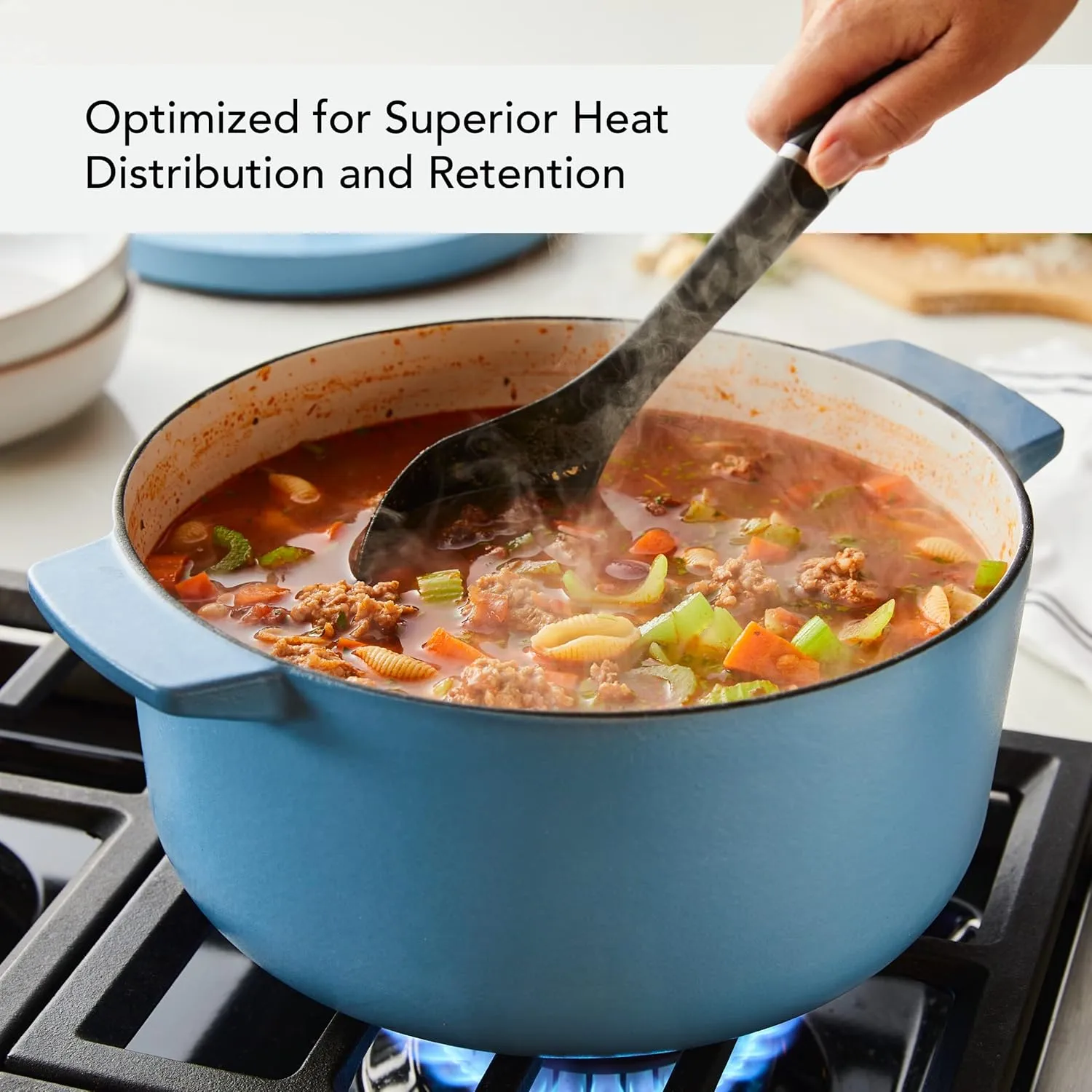 KitchenAid Enameled Cast Iron Dutch Oven/Casserole, 6 Quart, Blue Velvet