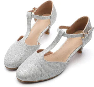 kkdom Women's Closed Toe T-Strap Low Heel Mary Jane Pumps Wedding Dress Shoes