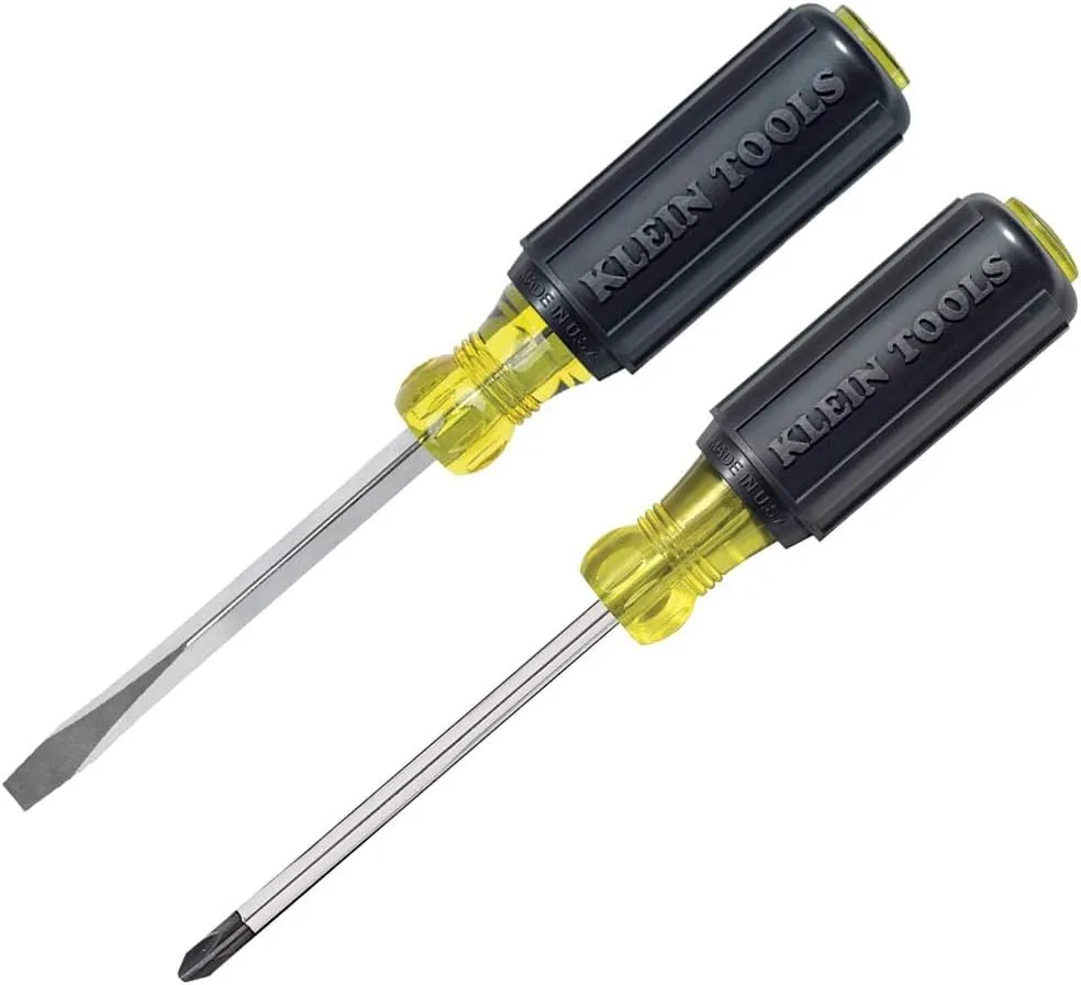 Klein Tools 85442 Screwdriver 2-Piece Set, Made in USA, 1/4 Keystone and #2 Phillips, Cushion Grip, Round and Square Shank, Heat Treated, Home Improvement