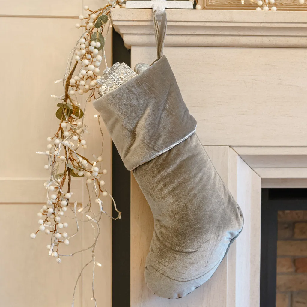 Knightsbridge Silver Grey Velvet Christmas Stocking