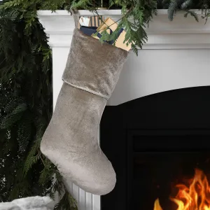 Knightsbridge Silver Grey Velvet Christmas Stocking