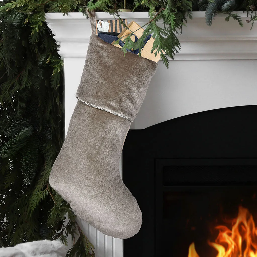 Knightsbridge Silver Grey Velvet Christmas Stocking