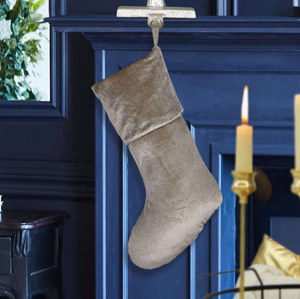 Knightsbridge Silver Grey Velvet Christmas Stocking