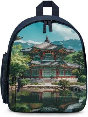 Korean Architecture Palace of Koreas Laptop Backpack 12.6 Inch Lightweight Travel Daypack Bookbag Blue-style