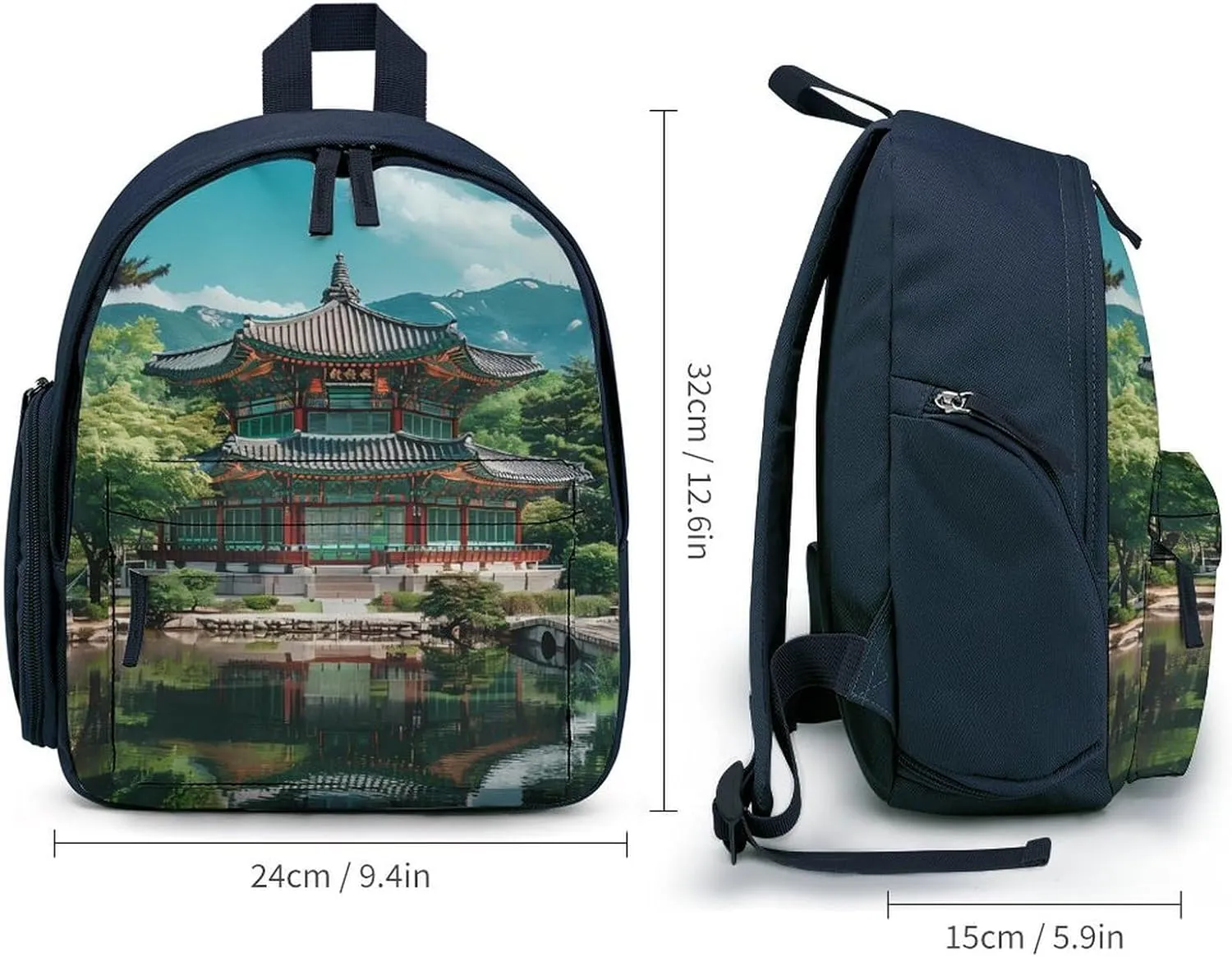 Korean Architecture Palace of Koreas Laptop Backpack 12.6 Inch Lightweight Travel Daypack Bookbag Blue-style
